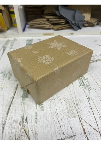 Kraft Hediye Paketleme Kağıdı, Kar Tanesi Desenli Ambalaj & Paket Kağıdı, 70x100 Cm - 10'lu Paket