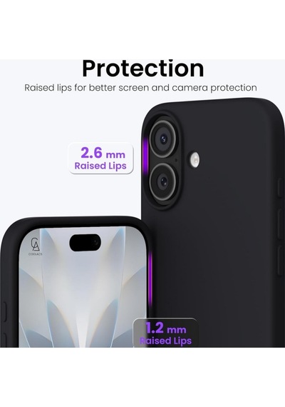 Apple Uyumlu iPhone 17 Içi Kadife Lansman Kılıf Ve Seramik Tam Kaplayan Cam Ekran Koruyucu Siyah