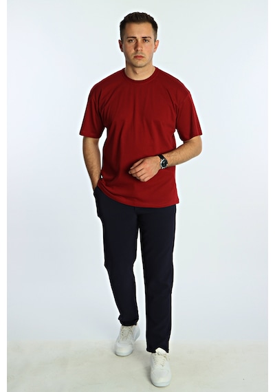 Kral23 Düz Ovr Tişört Bordo Bordo
