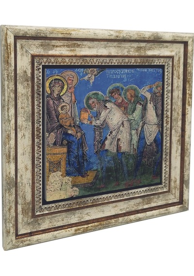 Kapadokya Göreme Tokalı Kilise Freski - Müneccim Kralların Tapınması Baskılı Taş Tablo 25x25