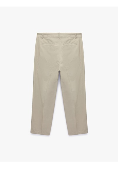 Koton Regular Fit Cepli Pamuk Keten Karışımlı Pileli Pantolon Gri 6sam40142nw