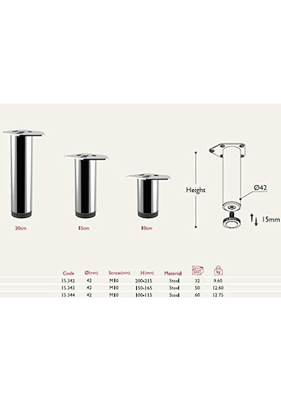 Metal Mobilya Ayağı Siyah Çap 42mm - 5cm 4 Adet Diğer