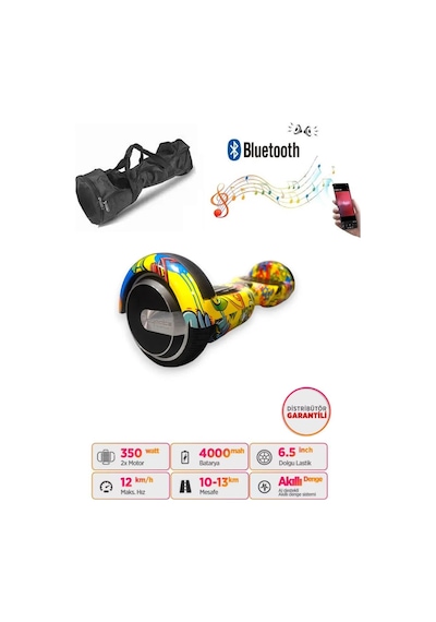 Citymate Elektrikli Kaykay Hoverboard Akıllı Denge 6.5 Inch + Hoverkart + Çanta Extrem Paket D21