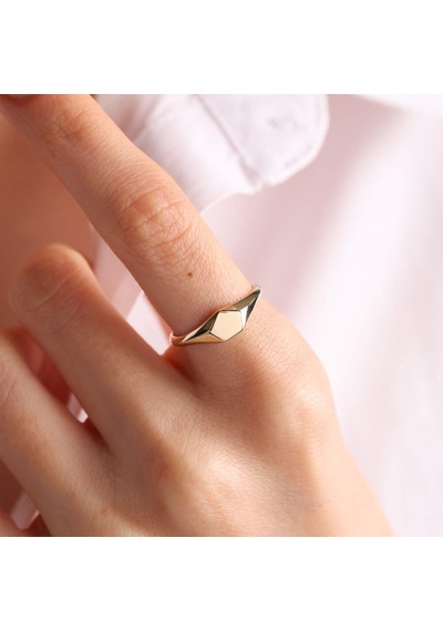 14K Altın Şövalye Yüzük (Kişiselleştir) Beşgen 0,6 Cm 552977817