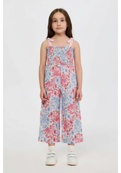 Panço Kız Çocuk Çiçek Desenli Pembe Tulum 2611GK24006