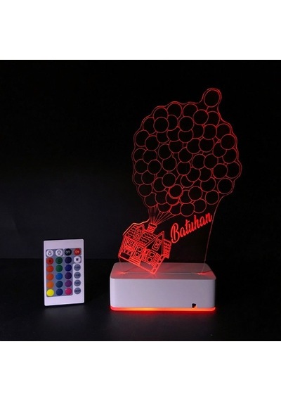 Kişiye Özel Uçan Ev Ve Balonlar Masaüstü 3D Led Lamba