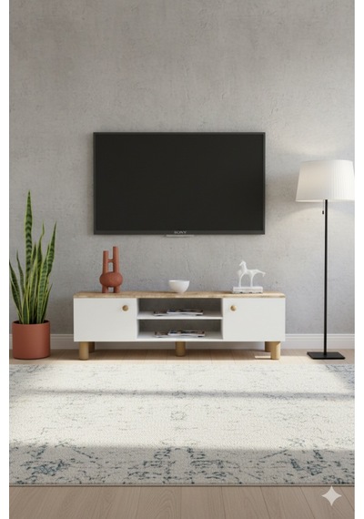 Bohem Tv Ünitesi,2 Kapaklı Tv Sehpası Beyaz