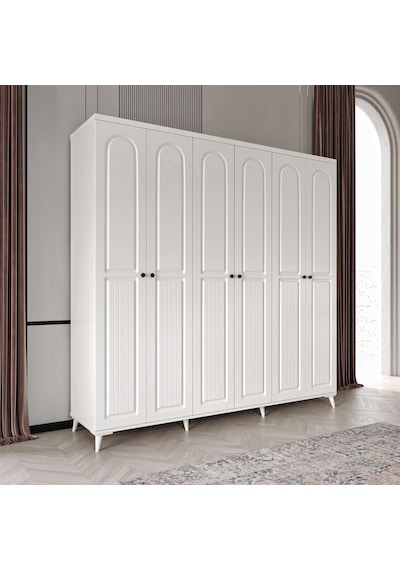 Roma Komple Mdf 6 Kapaklı Beyaz Gardırop