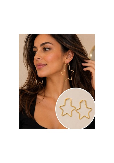 Kadın Gold Yıldız Model Küpe Altın Altın
