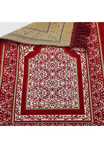 Kadife Çocuk Seccadesi - Kırmızı 39x80 Cm - 180 Gr - Tesbih Hediyeli Çok Renkli