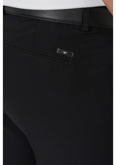 Comfort Fit Yan Cepli Pamuklu Siyah Pantolon P 1225