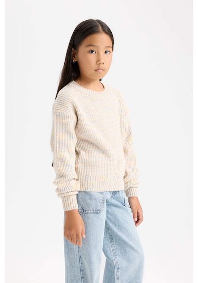 DeFacto Kız Çocuk Oversize Geniş Kalıp Bisiklet Yaka Triko Kazak C9576A824WNPN181 Pembe