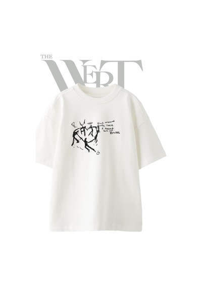 Thewert Ring Around Rosie Tasarım Baskılı Ünisex Beyaz Oversize T-shirt