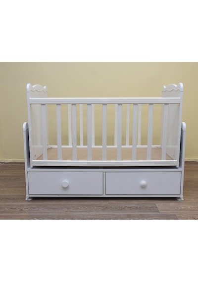 Beşik Bebek Rulman Sallanır Rulman Parlak beyaz 60 x 100 CM Beyaz