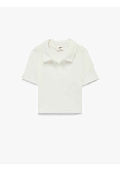 Koton Pamuklu Kısa Kollu Basic Polo Yaka Tişört Ekru 6skg10564ak