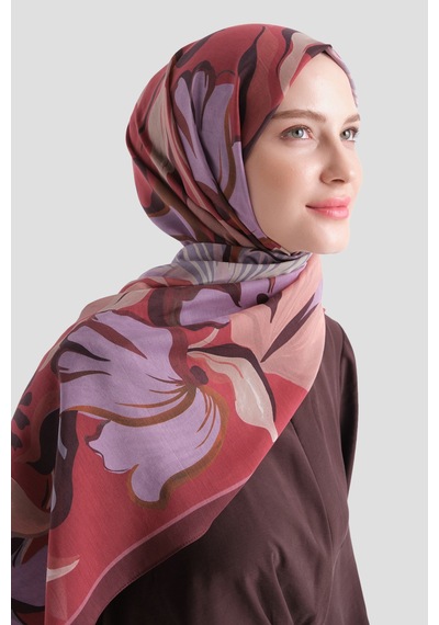 Armine Elegance Pamuk - İpek Şal As559 Bordo