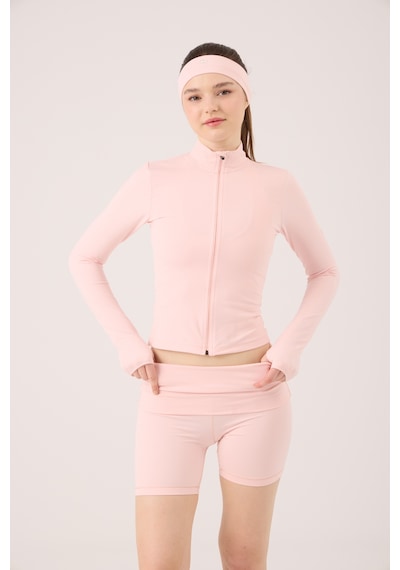 Holly Lolly Parmak Detaylı Fermuarlı Fabiola Ceket Pembe