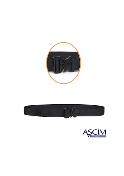 Ascim Ayarlanabilir Taktik Kemer Poly-metal Tokalı Dayanıklı Outdoor & Günlük Pantolon Kemeri 3.5 Cm / 145 Cm Siyah