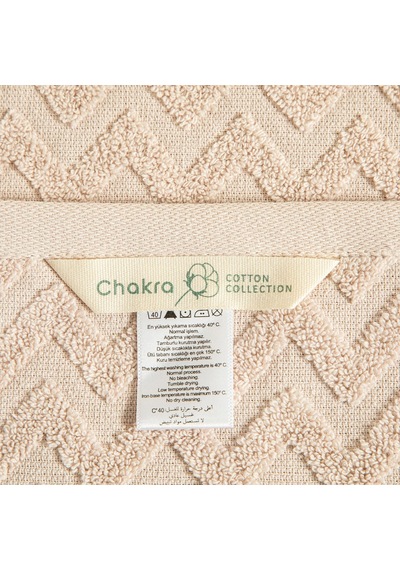 Chakra Cotton Zigzag %100 Pamuk Yüz Havlusu 50x80 CM Bej Standart