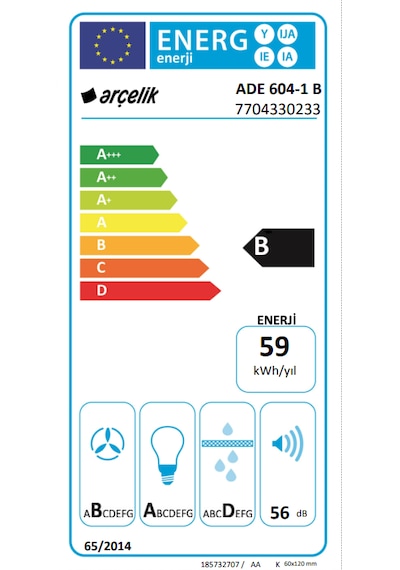 Arçelik ADE 604-1 B Ankastre Duvar Tipi Davlumbaz