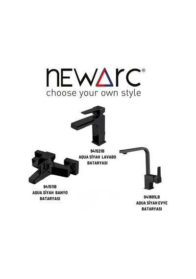 Newarc Aqua 941511B + 941521B + 941881LB Batarya Set Siyah