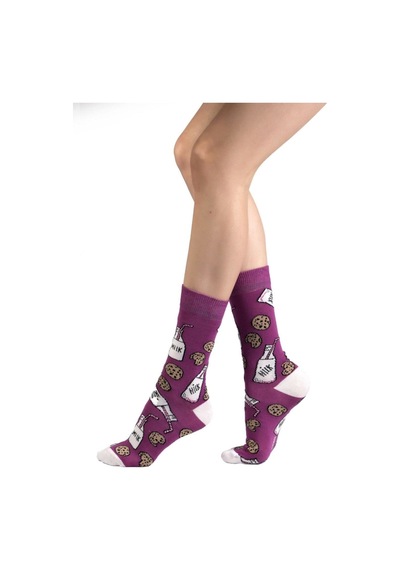 Ozzy Socks 4 Lü Eğlenceli Desenler Kadın Çorap Pembe- Mor- Lacivert- Yeşil