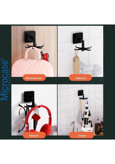 Microcase Kendinden Yapışkanlı 360 Derece Dönen 6 Kancalı Askı Mutfak Banyo Gardırop Raf Aparatı 2 Adet - Al5022 Diğer