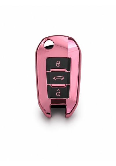 Autohan Keys Peugeot Anahtar Koruma Kılıfı, 3 Düğmeli, Pembe, Sustaıı Tasarım, 301, 307, 308, 208, 508, 2008, 3008, Partner Van İle Uyumlu