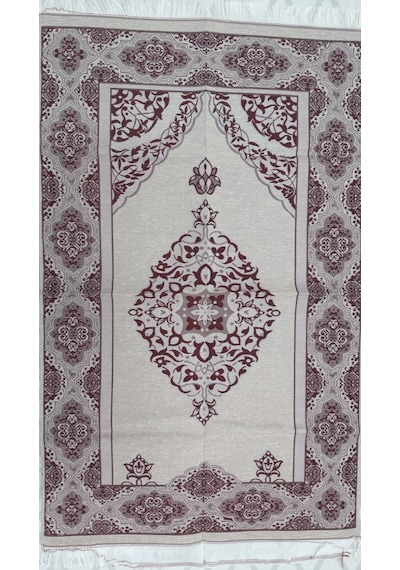 Bordo Krem Desenli Çeyizlik Hediyelik Saçaklı 66cmx114cm Namaz