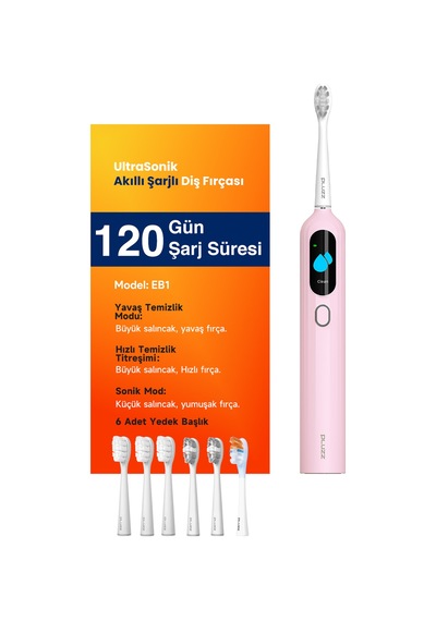 Sonik Şarjlı Diş Fırçası 120 Gün Şarj Süresi 6 Adet Başlık Pembe - 681412076