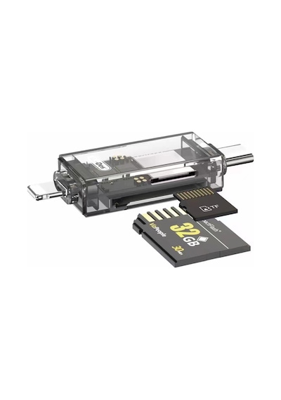 Go Des GD-DK007 Type-C ve Lightning Çıkışlı SD-Micro SD Hafıza Kart Okuyucu