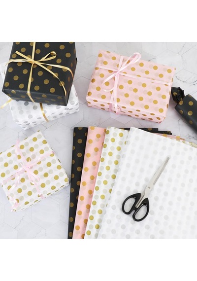 Altın Puantiyeli Pelur Kağıt, Dekoratif Hediye Paketleme Ve Ambal