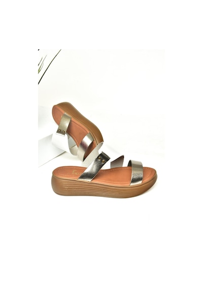 Fox Shoes S291059703 Beyaz/platin Hakiki Deri Kalın Tabanlı Kadın Terlik Beyaz/platin-hakiki Deri Çok Renkli