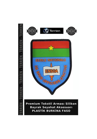 Terrien Premium Tekstil Arması Silikon Bayrak Seyahat Aksesuarı Plastik Burkina Faso Çok Renkli