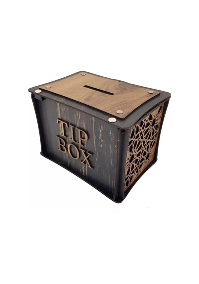 El Yapımı Dikdörtgen Ahşap Bahşiş Kutusu Sandık Tip Box Kumbara Tibbox Hediye
