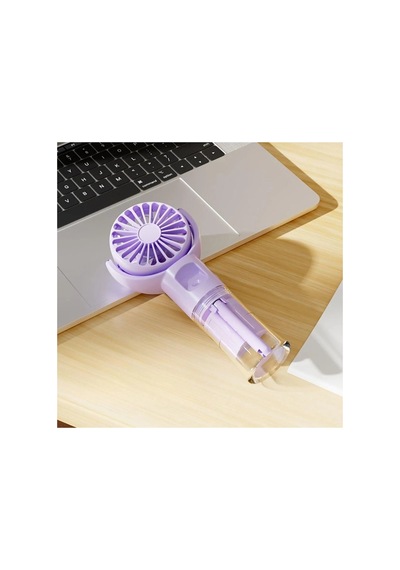 El Tipi Sulu Buharlı Fan Şarjlı Vantilatör Mini Masaüstü El Fan Taşınabilir 3 Kademeli Usb Pervane Mor - 710323651