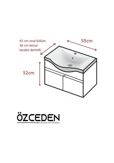 Yıldız 55 Komple Antrasit Gri Mat Renkli Mdf Alt Dolap Ve Lavabo Antrasit
