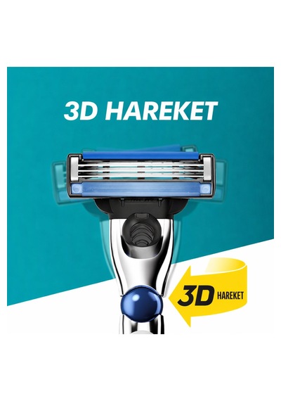 Gillette Mach3 Turbo 3d Tıraş Makinesi, 1 Sap + 1 Yedek Bıçak, 3 Bıçaklı