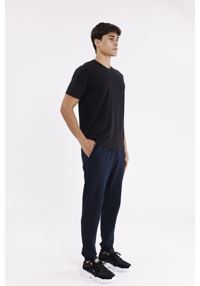 Esnek Bel Lastikli Yan Cepli Arka Cepli Daralan Paça Minimal Logo Detaylı Konforlu Spor Eşofman Altı Navyblue
