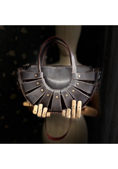 Carıdea El Yapımı Hakiki Deri Bayan Çanta, Clutch, El Omuz Çantası V96 Antrasit