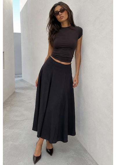 Madmext Kahve/siyah Kare Desenli Midi Kadın Etek Mg2617