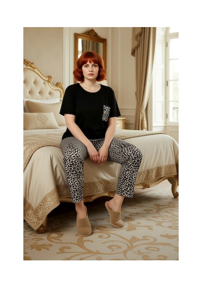 Ersefa Kadın Animal Desenli Bisiklet Yaka Pamuklu Pijama Takımı Fonksiyo Çok renkli