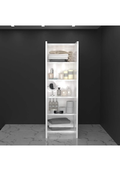 Çok Amaçlı Banyo Dolabı 5 Raflı Dolap 2 Kapaklı Düzenleyici Dolap Tlpd01S Beyaz