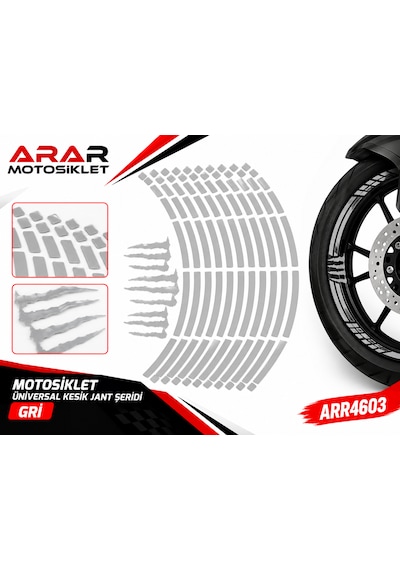 Motosiklet Üniversal Kesik Jant Şeridi Gri-arr4603