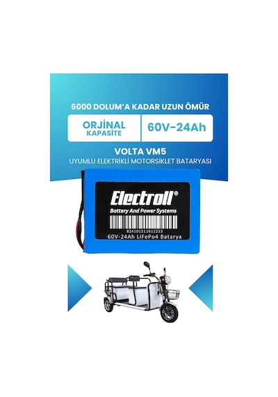 Volta Vm5 Uyumlu Batarya Standart Kapasite Lifepo4 60v 24ah Elektrikli Motorsiklet Bataryası