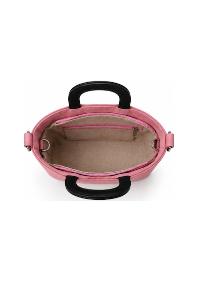 Levano Leather Hakiki Deri Kadın El Ve Omuz Çantası Kedi Figürlü Fermuarlı Çanta Pembe