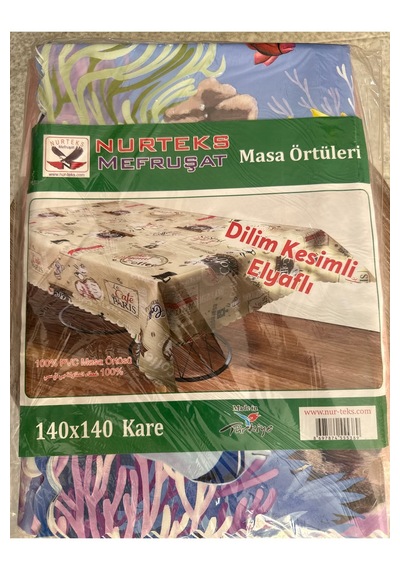 140x140 Cm Kare Masa Örtüsü Dilim Kesimli Elyaflı Masa Örtüsü Renkli