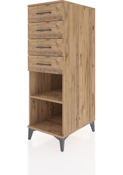Kronos Dolap Tek Raflı 4 Çekmeceli 44x59x134 Çam-çam Atlas Çam