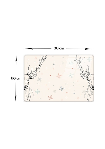Decorita Cam Kesme Tahtası|Krem Geyikli|20cm x 30cm