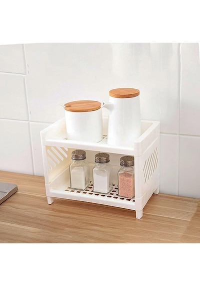 2 Katlı Çok Amaçlı Makyaj Organizeri Şeffaf Akrilik Takı & Kozmetik Düzenleyici Banyo, Mutfak Ve Çalışma Odası İçin Raf Modern Ve Yer Tasarruflu